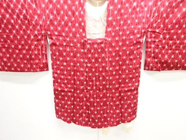 絞り 斜め格子模様道行コート